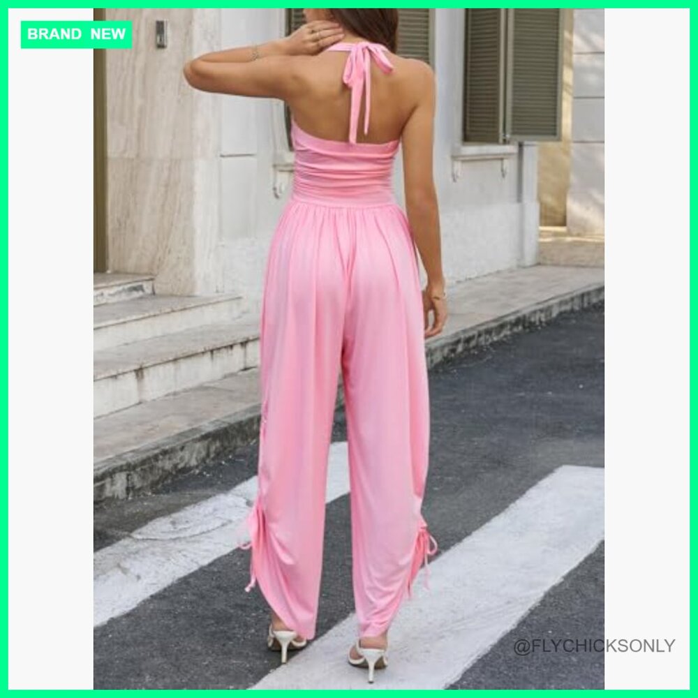 Polyester Viscose Elastane Halter Jumpsuit Side-C… - image 3
